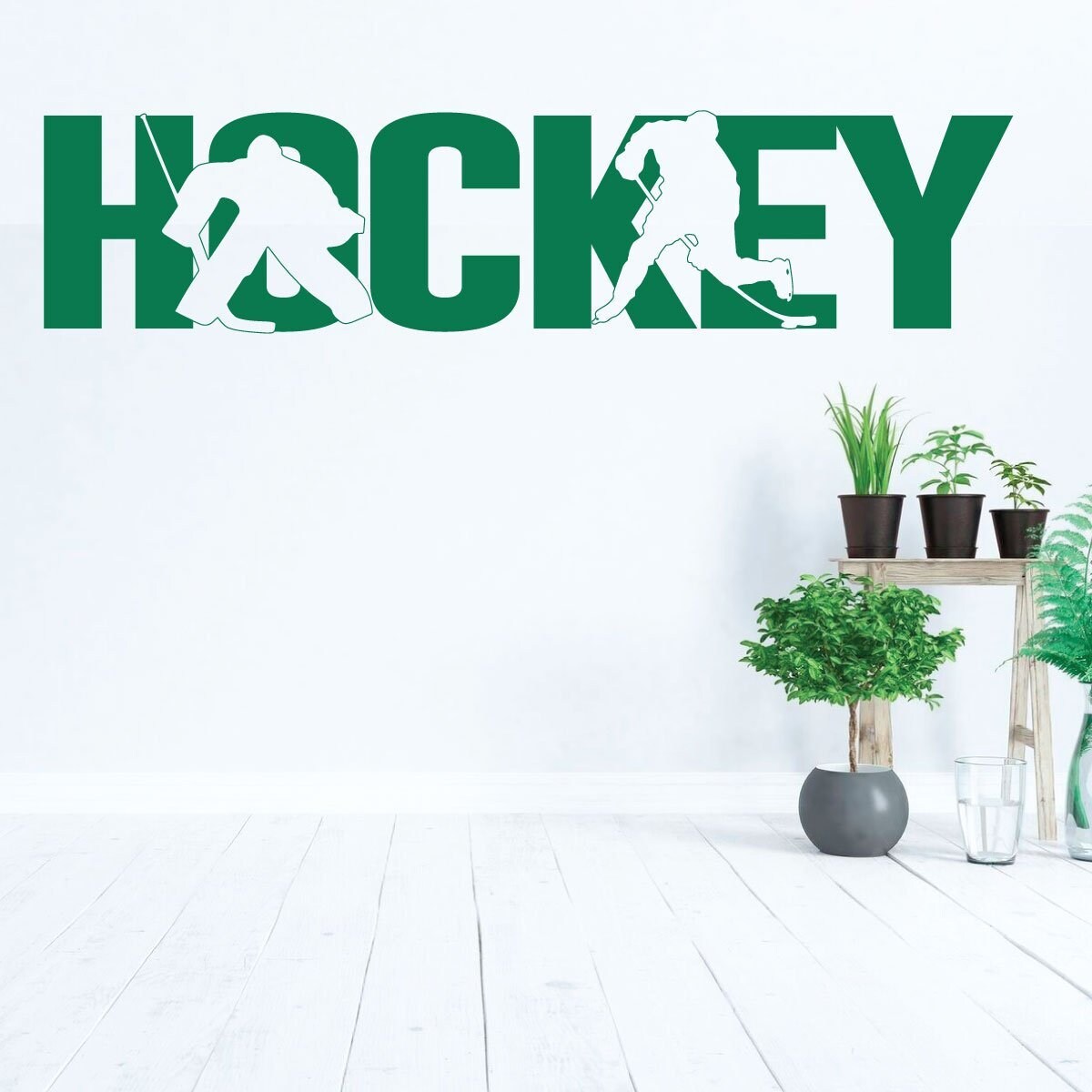 Hockey Wall Decal With Players Silhouette Vinyl Decoration Etsy