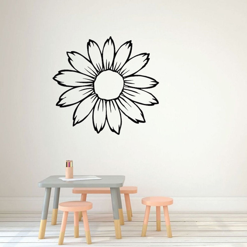 Sunflower Wall Decal Silhouette Flower Vinyl Decor for Etsy