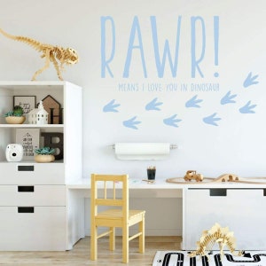 Dinosaur Wall Decal for Kids Room RAWR Means I Love You In Dinosaur Vinyl Sticker for Boy's or Girl's Bedroom Playroom or Baby image 4