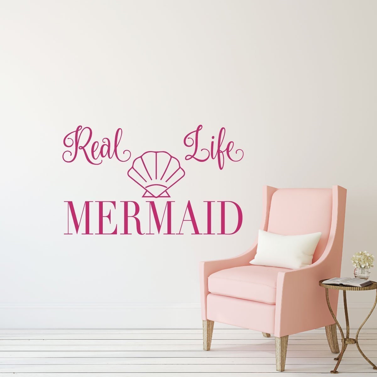 Mermaid Wall Decal With Seashell Sticker Ocean and Beach Etsy