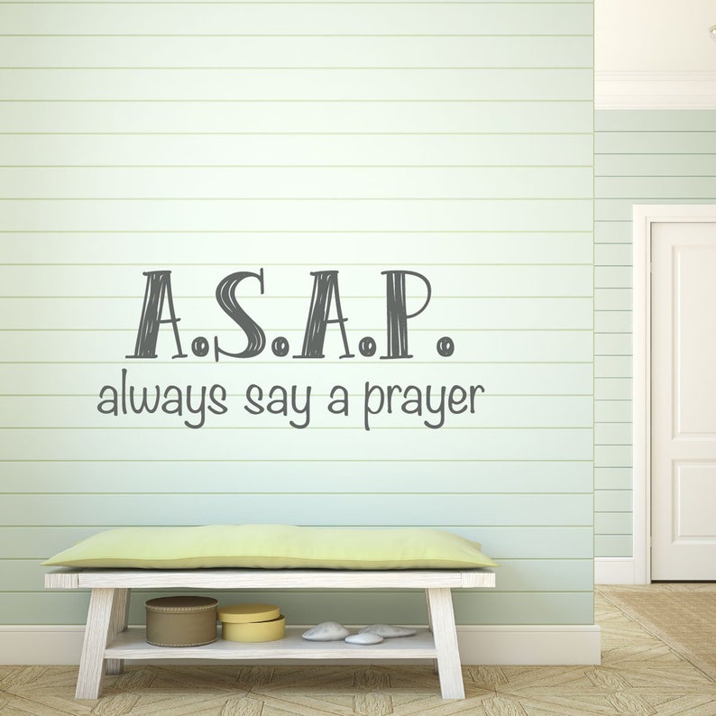 Church Decoration Motivational Wall Sign Prayer Wall DecalsASAP,Always Say a Prayer Religious Vinyl Wall Decal for Home Decor