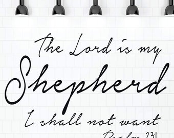Christian Wall Decal - Bible Verse - The Lord is My Shepherd - Vinyl Scripture And Religious Home Decor Or Church Decoration