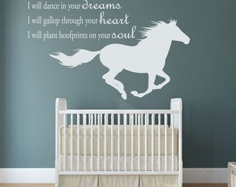 Horse Vinyl Wall Decal Stylistic Horse Wall Sticker Flowing Horse Wall Art a53 
