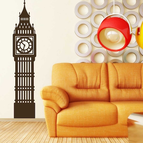 Big Ben Wall Decal - Historic London Clock Tower Vinyl Decor - Westminster Palace Landmark Sticker Decoration for Office, Home