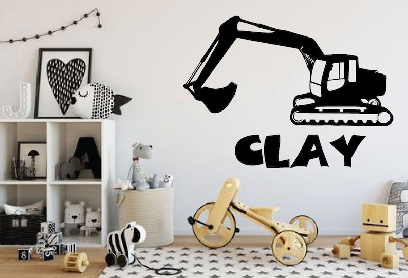 Excavator Wall Decal Personalized Vinyl Decor for Boy's Etsy