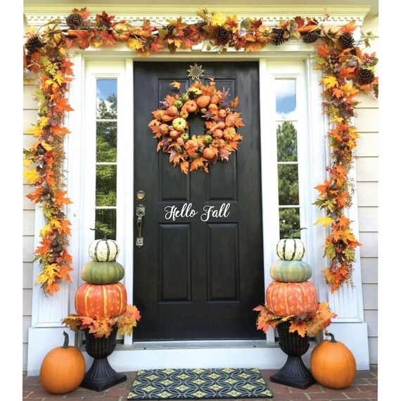 Front Door Decal Hello Fall Living Room Home Decor Or Porch Decoration
