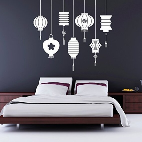 Vinyl Wall Decal Traditional Asian Chinese Oriental Lantern Decorations Home Office Restaurant Decor Stickers