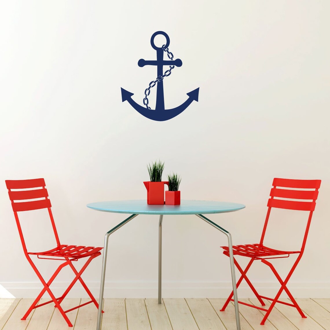 Navy Blue Anchor Vinyl Wall Decal Sticker Large Nautical Etsy UK