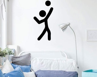 Volleyball Wall Decal - Spike Stick Figure - Vinyl Decor for Bedroom or Playroom - Sports Decorations