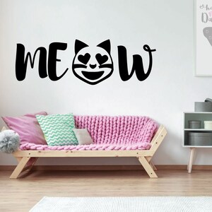 Emoji Wall Decal - Meow Cat - Vinyl Art Decorations for Teens or Girl&#39;s Bedroom, Playroom or Home Decor