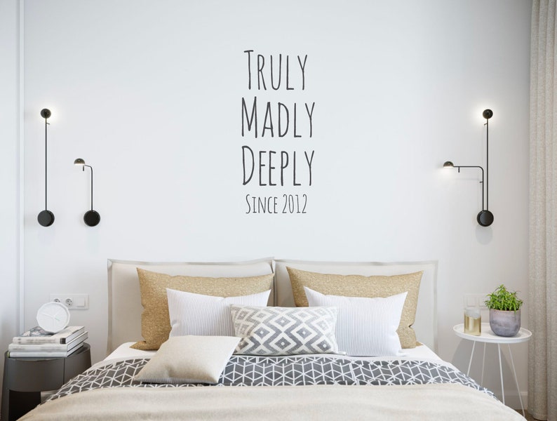 Benutzerdefinierte 18 x 40 Wall Decals Zitate: Truly Madly Deeply personalisierte paar Schlafzimmer Dekor für Verlobungen, Jubiläen, Valentinstag Bild 9