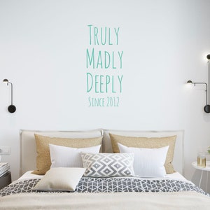 Benutzerdefinierte 18 x 40 Wall Decals Zitate: Truly Madly Deeply personalisierte paar Schlafzimmer Dekor für Verlobungen, Jubiläen, Valentinstag Bild 7