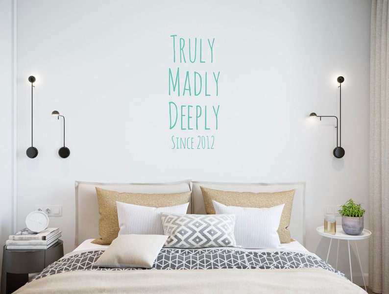 Benutzerdefinierte 18 x 40 Wall Decals Zitate: Truly Madly Deeply personalisierte paar Schlafzimmer Dekor für Verlobungen, Jubiläen, Valentinstag Bild 7