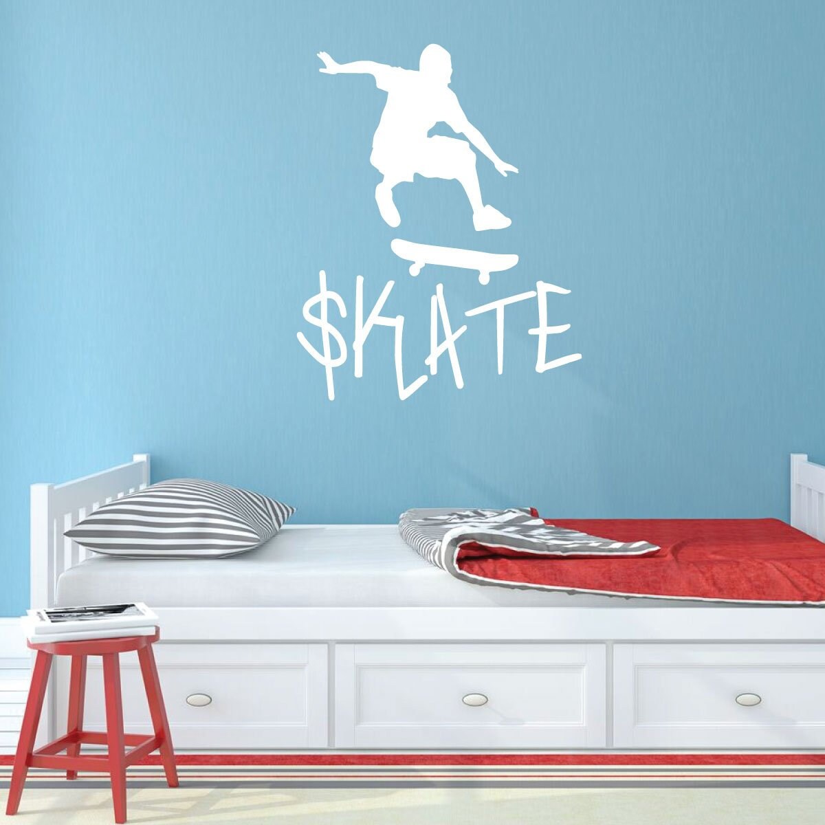Skateboard Vinyl Wall Decor Skate Skater Decal for Home Etsy