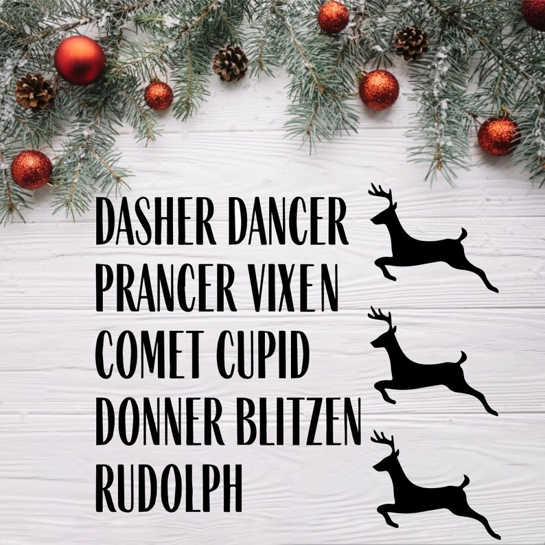 Customvinyldecorsanta's Reindeer Names Christmas Ornament Etsy