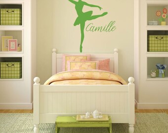 Personalized Ballet Vinyl Decal for Girls Room - Customized Color, Size, and Name Wall Sticker for Bedroom or Dance Studio