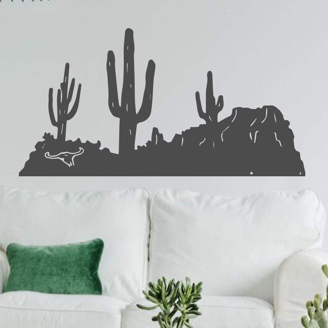 Desert Wall Decals | Cactus and Rocks Vinyl Stickers Silhouettes ...