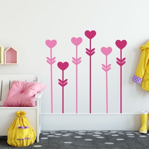 Girl's Bedroom Wall Decal - Two Color Heart Flowers - Vinyl Decor for ...
