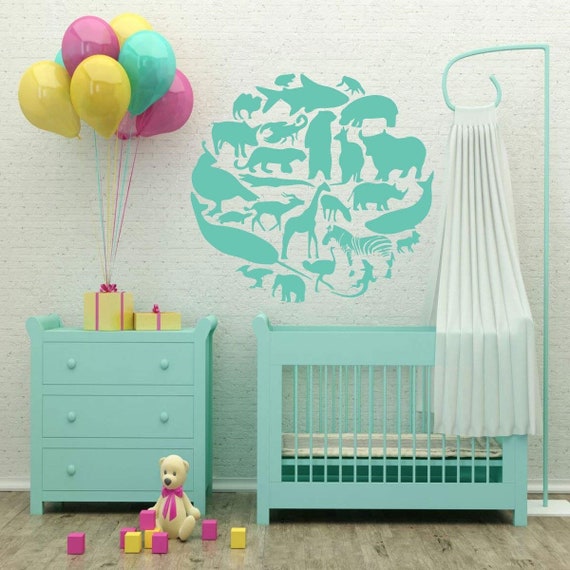 Animals Wall Stickers Silhouettes for Baby Nursery | Etsy