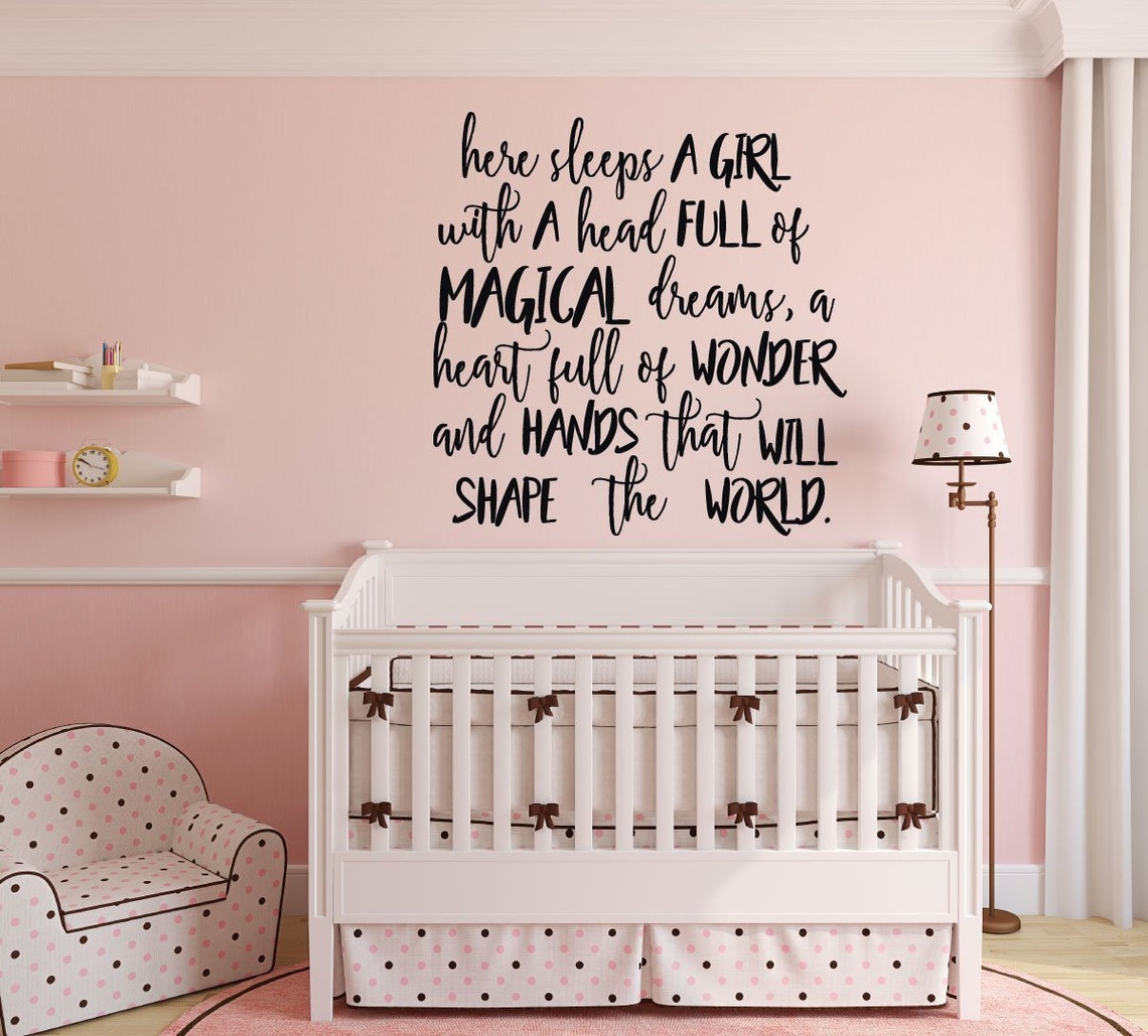 Baby Girl Wall Decor Nursery Vinyl Lettering Stickers Here Etsy