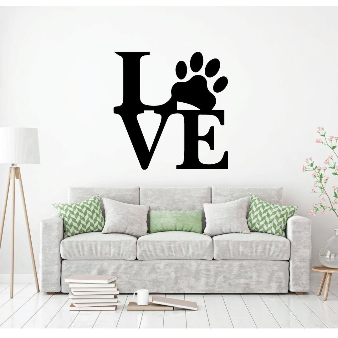 Dog Paw Print Love - Vinyl Wall Decal for Home Decor - Etsy