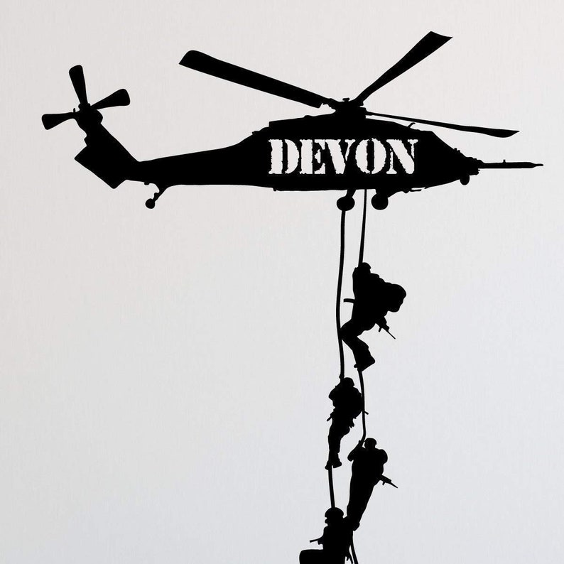 Army Wall Decals Soldiers Parachuting From Helicopters Etsy