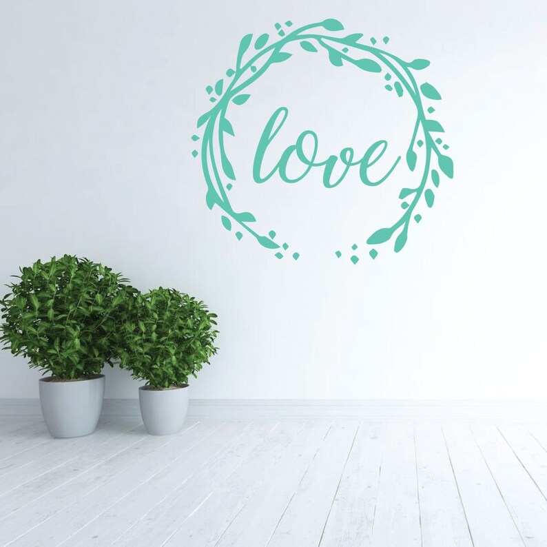Love Wall Decal Wreath Vinyl Decor for Bedroom Home Living Etsy