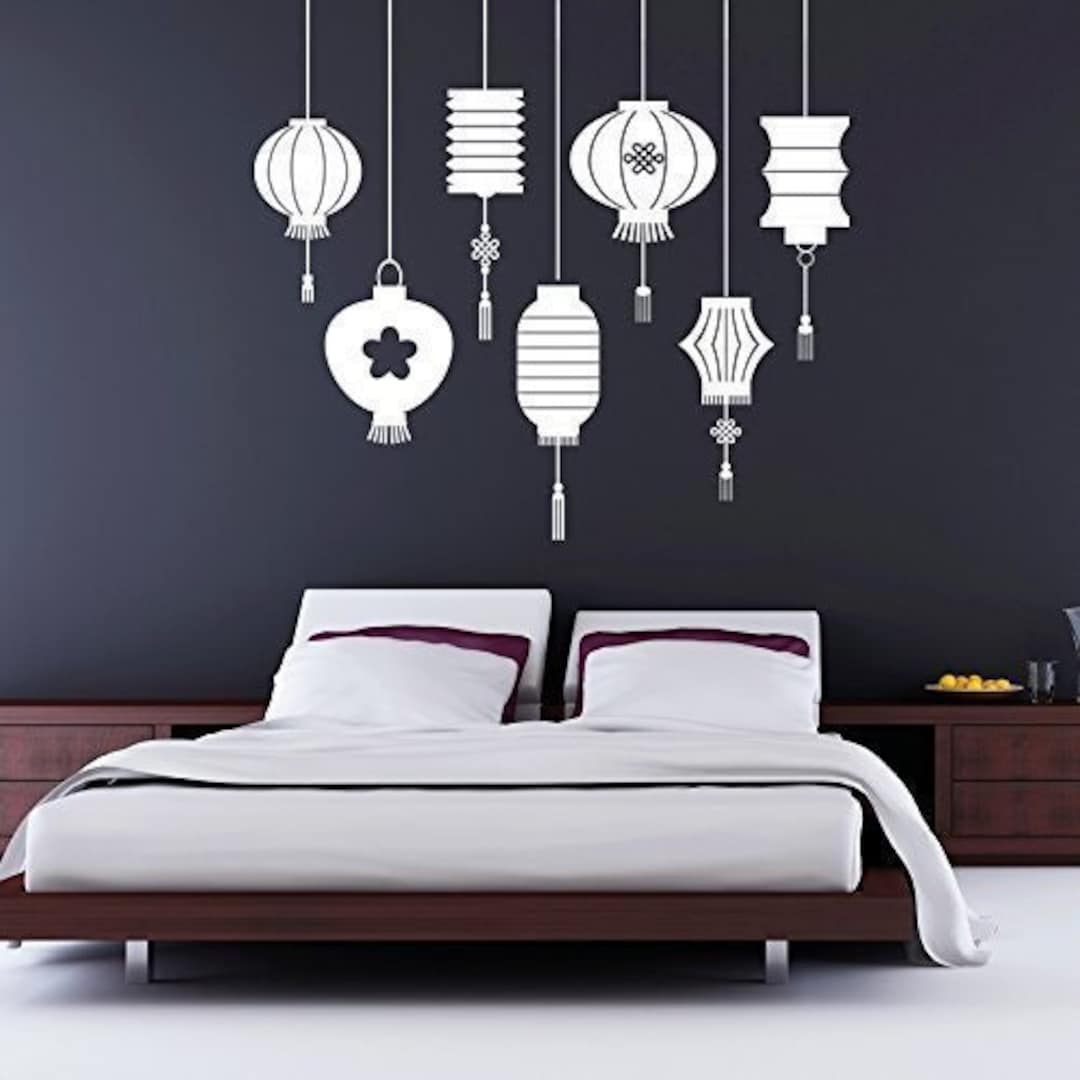 Vinyl Wall Decal Traditional Asian Chinese Oriental Lantern Decorations ...