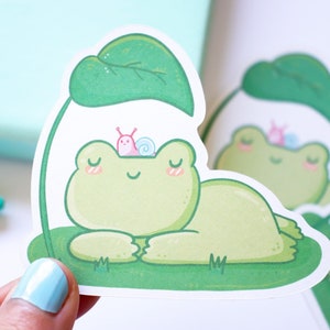 Lazy Day Frog Sticker, Vinyl Sticker, Süßer entspannender Frosch, Wasserflaschen Aufkleber, Kawaii Tier, Planer, Laptop Sticker, Froschliebhaber Geschenk