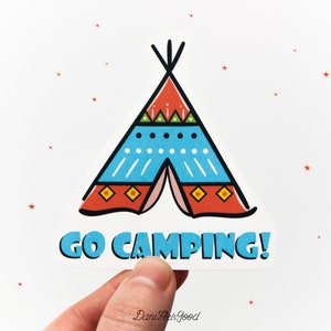 Adesivo in vinile da campeggio, tenda Teepee, adesivo naturale, adesivo hippie, regalo da campeggio, adesivo Boho, diario dei proiettili, adesivo per laptop, fustellato