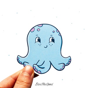 Autocollant de poulpe, autocollant en vinyle de poulpe Kawaii, autocollant d’animal, autocollant d’animal marin, cadeau d’amant de poulpe, Bullet Journal, autocollant d’ordinateur portable