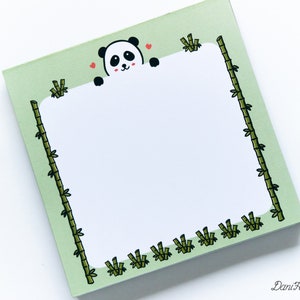 Cute Panda Memopad, Handmade Notepad, Notepad Gift, Cute Notes Stationery, Notepad With Kawaii Panda, Gift for Her