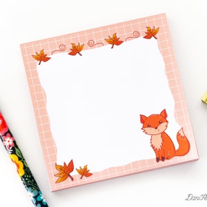 Cute Kitsune Fox Memopad, Kawaii Fox Handmade notatnik, sezon jesienny, prezent notatnika, słodkie notatki papeterii, zwierzęta Memopad, artykuły papiernicze, prezenty
