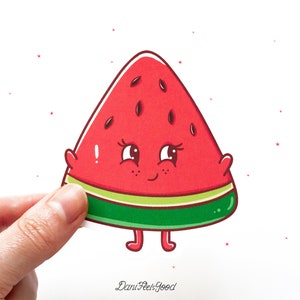 Simpatico adesivo in vinile Sammie Watermelon, fetta di anguria, frutta rossa succosa, adesivi divertenti, adesivi estivi, diario dei proiettili, adesivo per laptop