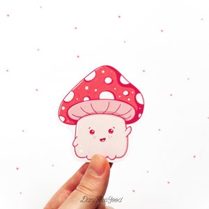 Linda pegatina de vinilo Mushie, pegatina de la naturaleza de los hongos, planta, regalo de hongos mágicos Kawaii, pegatinas de otoño, diario de balas, pegatina del ordenador portátil