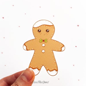 Niedliche Lebkuchen-Vinyl-Aufkleber, Kawaii-Weihnachtsaufkleber, süße Lebkuchen, Urlaubsplaner-Dekoration, gemütlicher Winter, Journal-Ornamente