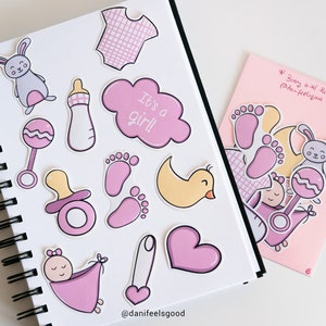 Paquete de niña, niña, pegatinas de vinilo para recién nacidos, decoración de baby shower, diario de balas, regalos, regalo prenatal, pegatina para computadora portátil, troquelado
