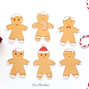 Simpatico pacchetto di adesivi di pan di zenzero, adesivi in vinile di Natale Kawaii, dolce pan di zenzero, decorazione per l'agenda delle vacanze, inverno accogliente, ornamenti