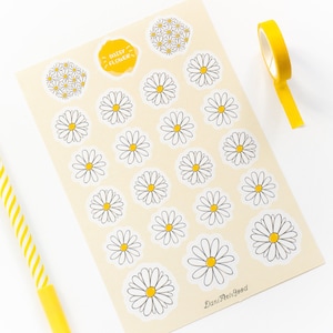 10 Daisy Flowers Sticker Set, Flower Stickers, Meadow , Daisy
