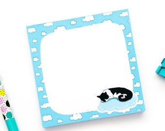 Söt smokingkatt-memoblock, kawaii sovande katt handgjord anteckningsblock, anteckningsblockspresent, planerartillbehör, söta anteckningsblock, memoblock med djurmotiv