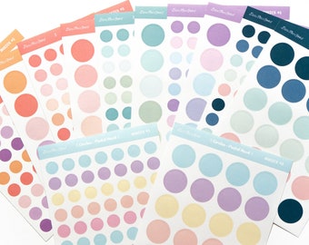 Stickervel met stippen, kleine cirkels, pastelstickers, paars, functionele stickers, minimalistische plannerstickers, stickers voor tijdschriften, cadeaus