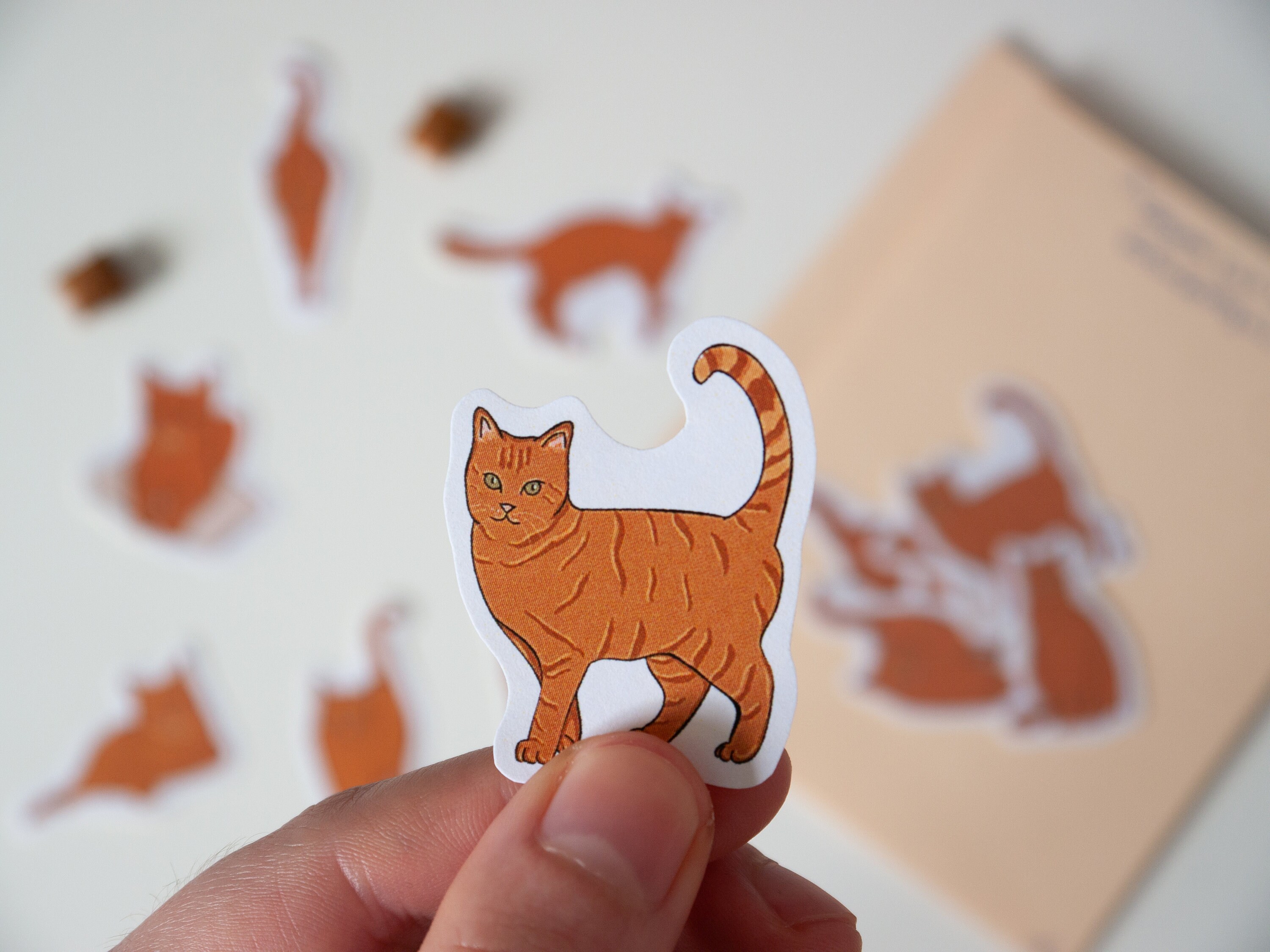 Ginger Cat Sticker Pack, Set of 7 Cute Tabby Vinyl Stickers, Orange ...