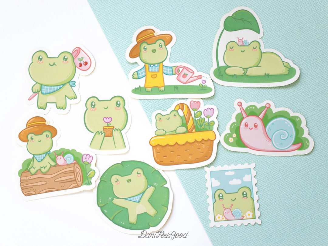 Froggie's Spring Sticker Pack, 9 Stickers, Cute Frog Planner Stickers ...