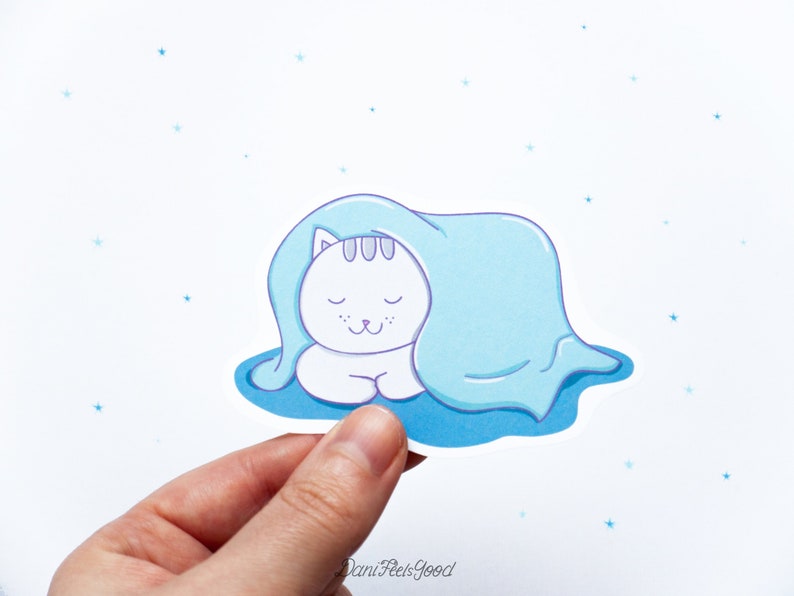 Take a Nap Cute Cat Vinyl Sticker, Kawaii Cat, Kitty Stickers, Cat ...