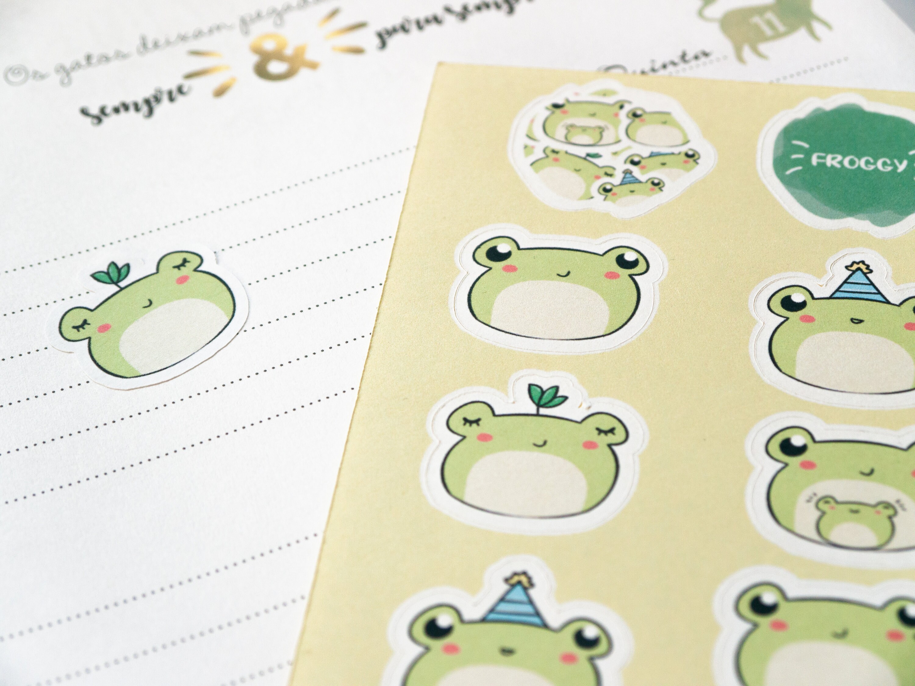 Froggie Sticker Sheet, Cute Frog Stickers, Kiss Cut Sticker, Frog Vinyl ...
