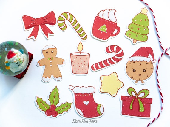 Advent Calendar Stickers , Christmas , Candy , Star , Gifts , Kids , Adults  , Planner , Stocking , Santa , Gingerbread Man 