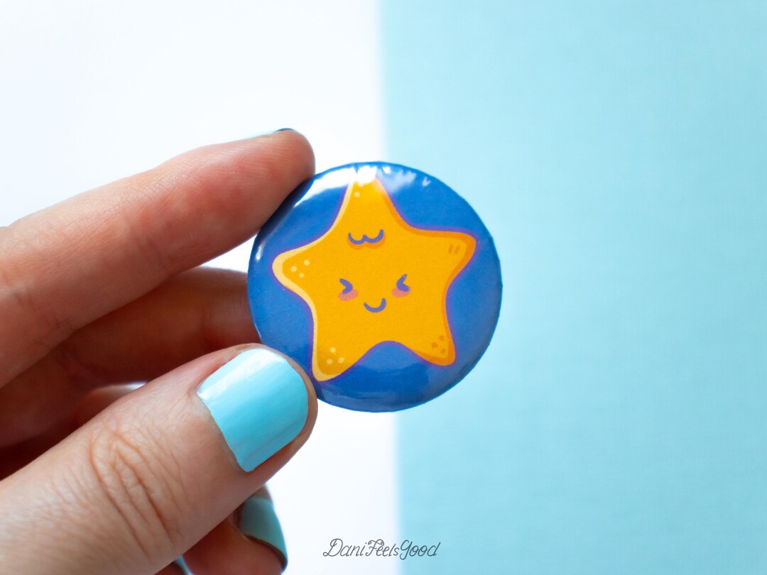 Cute Star Pin Button, Kawaii Star Badge, Celestial Aesthetic Accessory ...