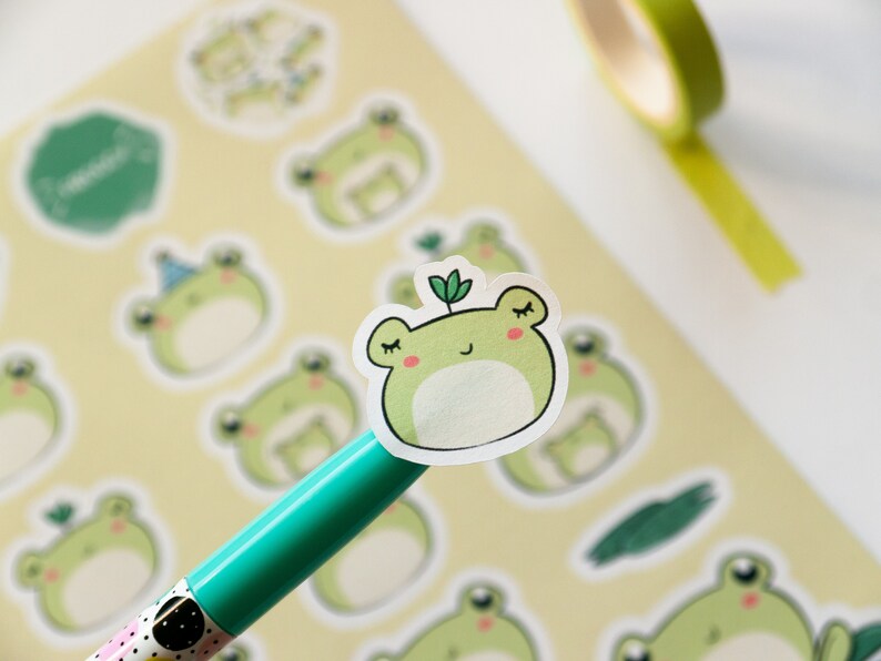 Froggie Sticker Sheet, Cute Frog Stickers, Kiss Cut Sticker, Frog Vinyl ...