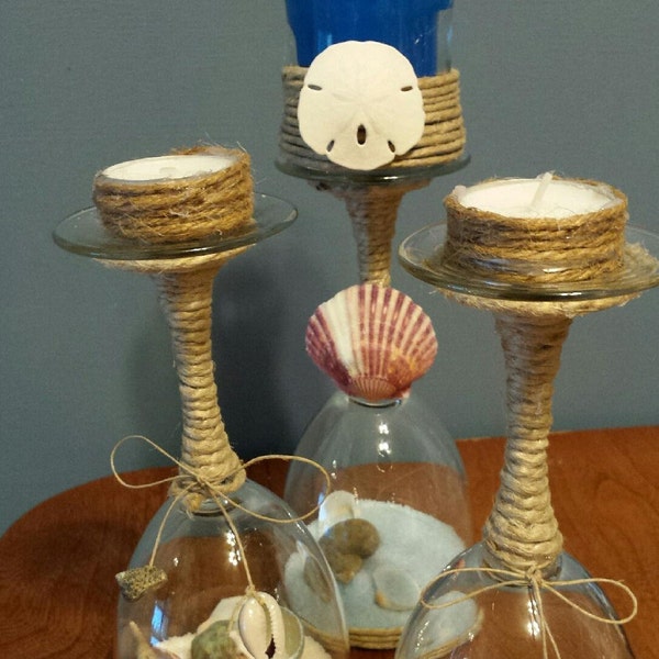 Wine glass candle holder