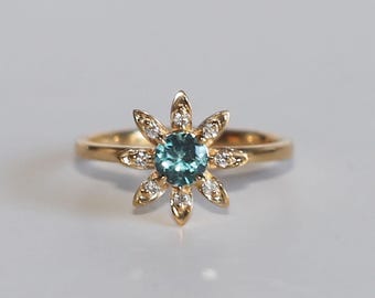 Cornflower Round Tourmaline and Diamond Ring - Poppy